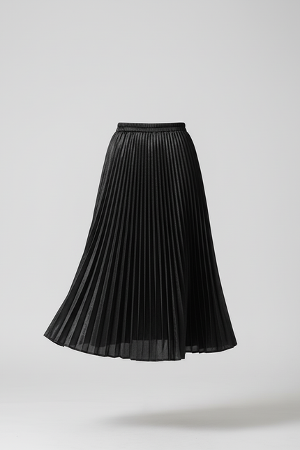 Jupe Longue Noire Plissée Élégante Chic