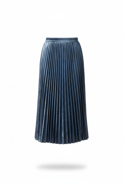 Jupe Longue Velours Plissée Élégante Hiver