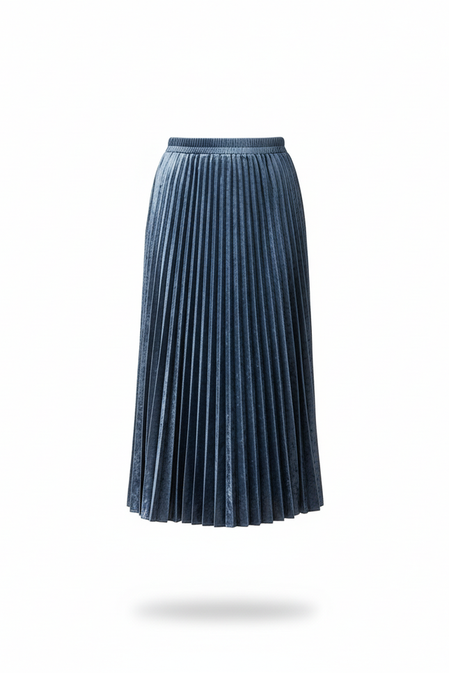 Jupe Longue Velours Plissée Élégante Hiver