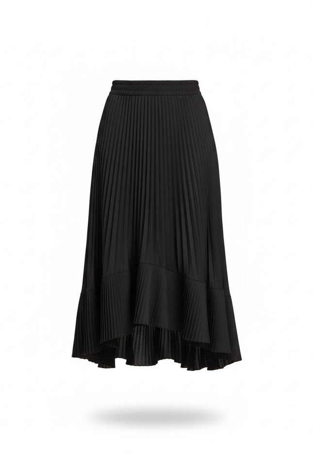 Jupe Longue Plissee Noire Femme