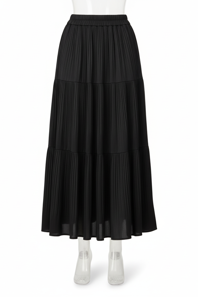 Jupe Longue Plissée À Volants Fluide