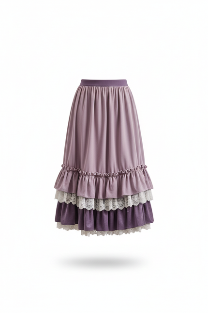 Jupe Longue Velours Dentelle Élégante