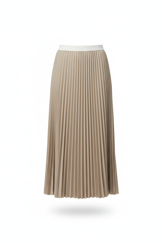 Jupe Plissée Longue Beige