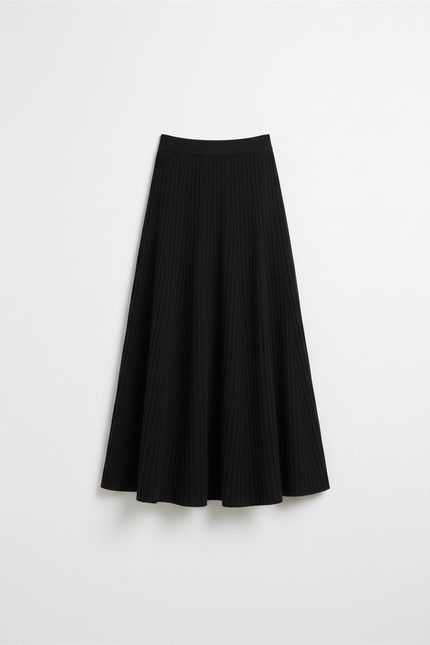 Jupe Longue Noire Plissée Élégante Tendance Chic