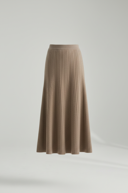 Jupe Longue Plissée Marron Élégante