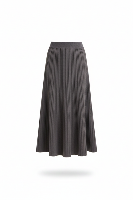 Jupe Longue Grise Plissée Élégante Chic