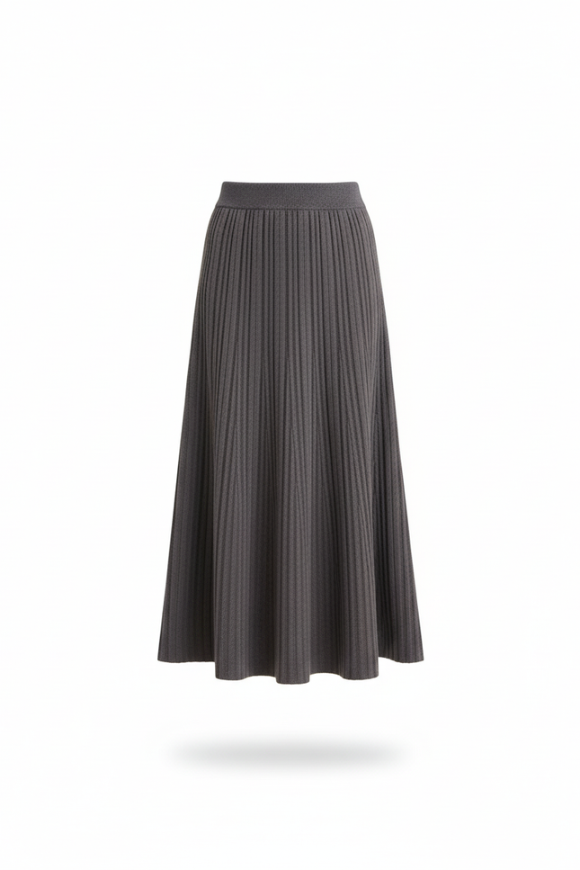 Jupe Longue Grise Plissée Élégante Chic