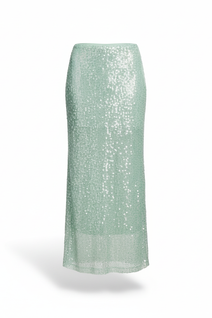 Jupe Longue Menthe Pailletée Élégante