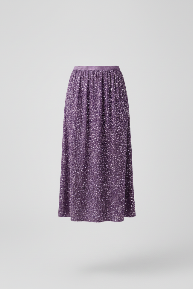 Jupe Longue Plissée À Sequins Élégante
