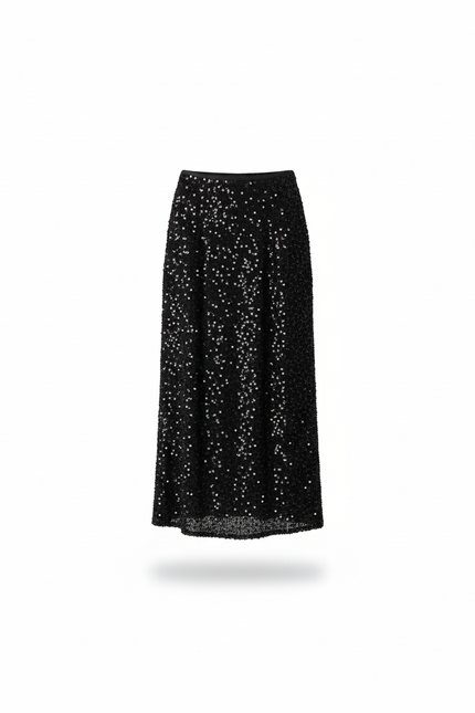 Jupe Longue Noire À Sequins Élégante