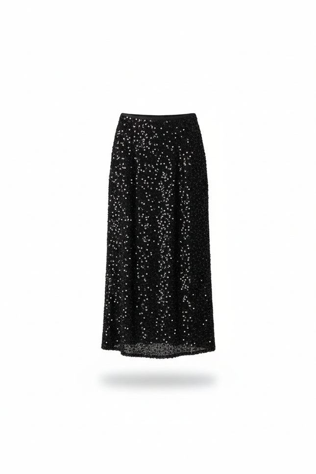 Jupe Longue Noire À Sequins Élégante