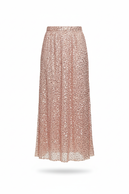 Jupe Longue Pailletée Rose Élégante