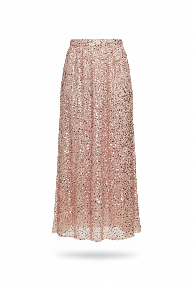 Jupe Longue Pailletée Rose Élégante