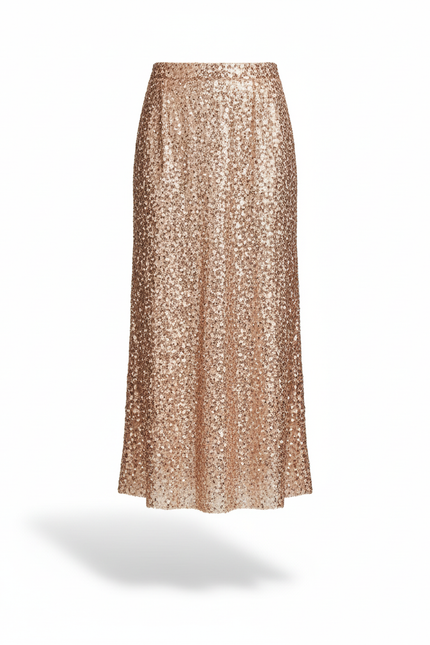 Jupe Longue Paillettes Rose Gold Élégante