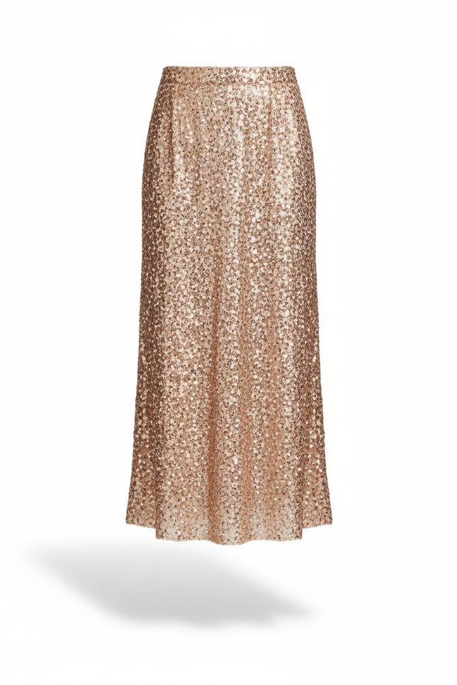 Jupe Longue Paillettes Rose Gold Élégante