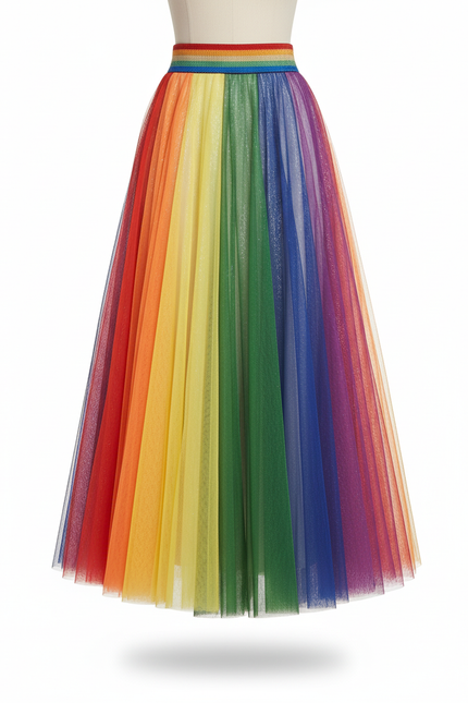 Jupe Longue Arc-En-Ciel Pailletée Élégante