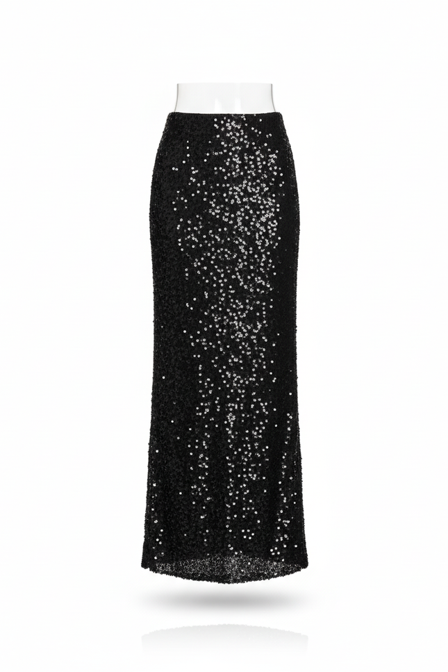 Jupe Longue Noire Paillettes Élégante