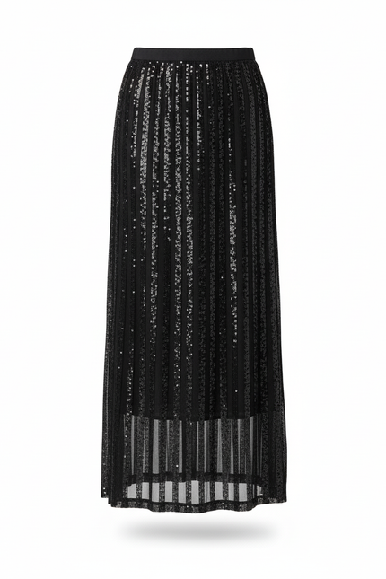 Jupe Longue Noire Pailletée Chic