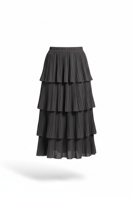 Jupe Longue Plissée À Volants Décontractée