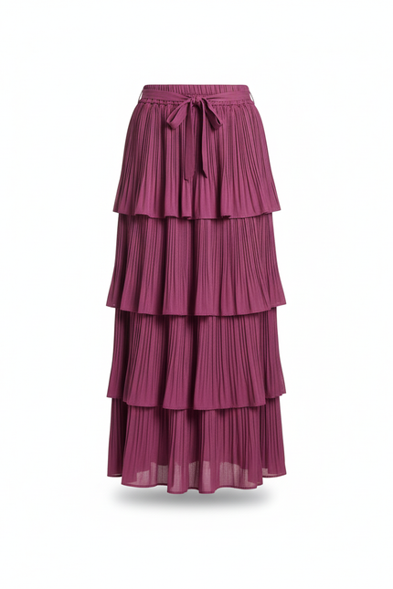 Jupe Longue Fuchsia Plissée Fluide