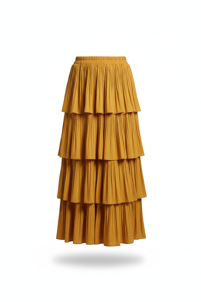 Jupe Longue Ocre Bohème Volants