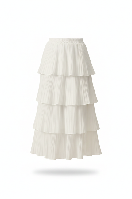 Jupe Longue Blanche Plissée Fluide Élégante
