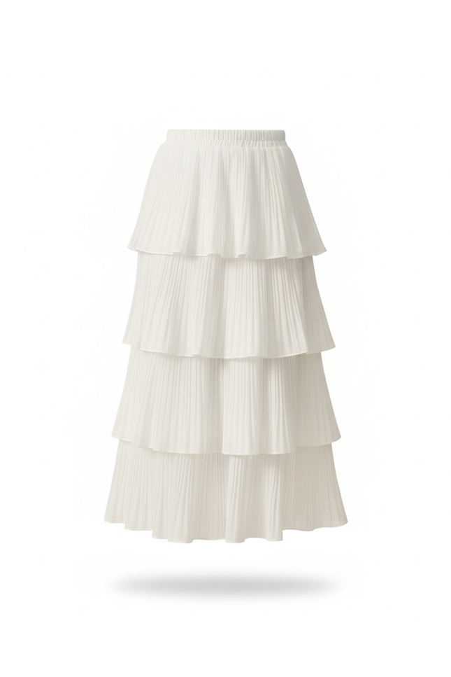 Jupe Longue Blanche Plissée Fluide Élégante