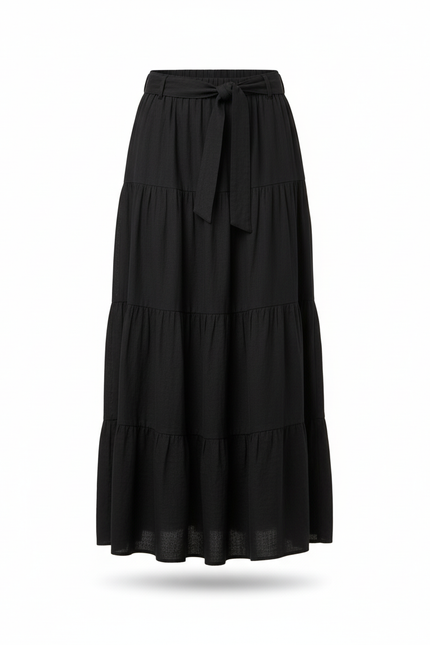 Jupe Longue Noire Volants Fluide