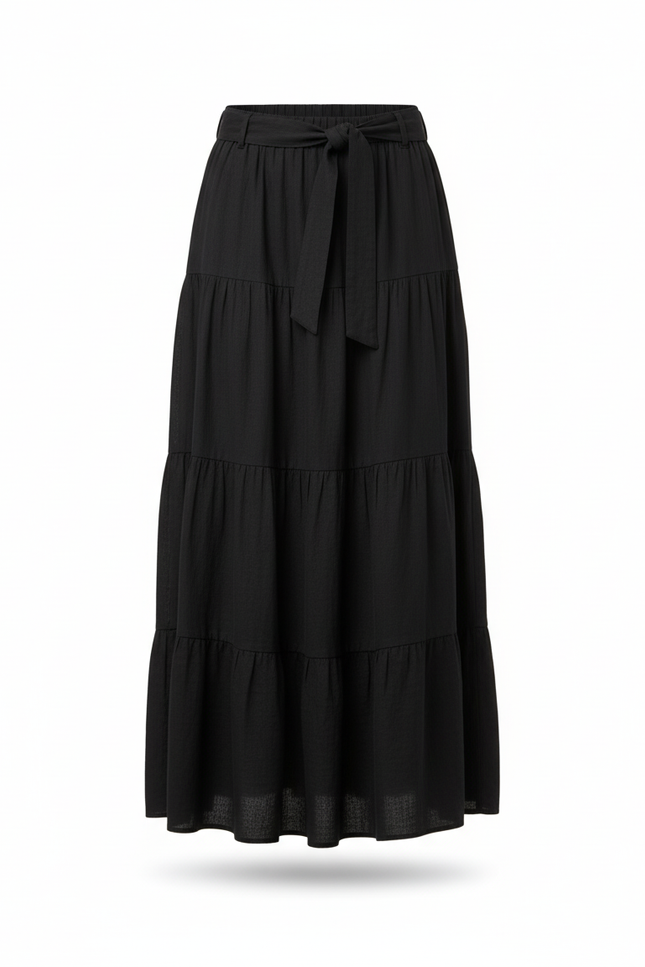 Jupe Longue Noire Volants Fluide