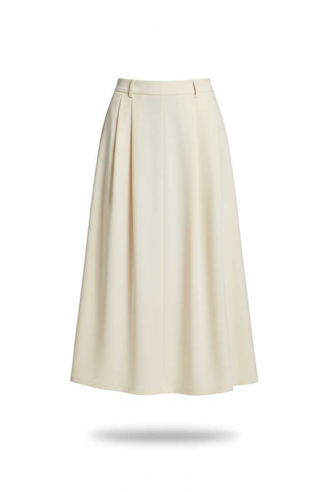 Jupe Longue Crème Plissée Fluide