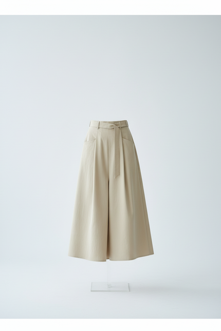 Jupe Longue Beige Plissée Décontractée