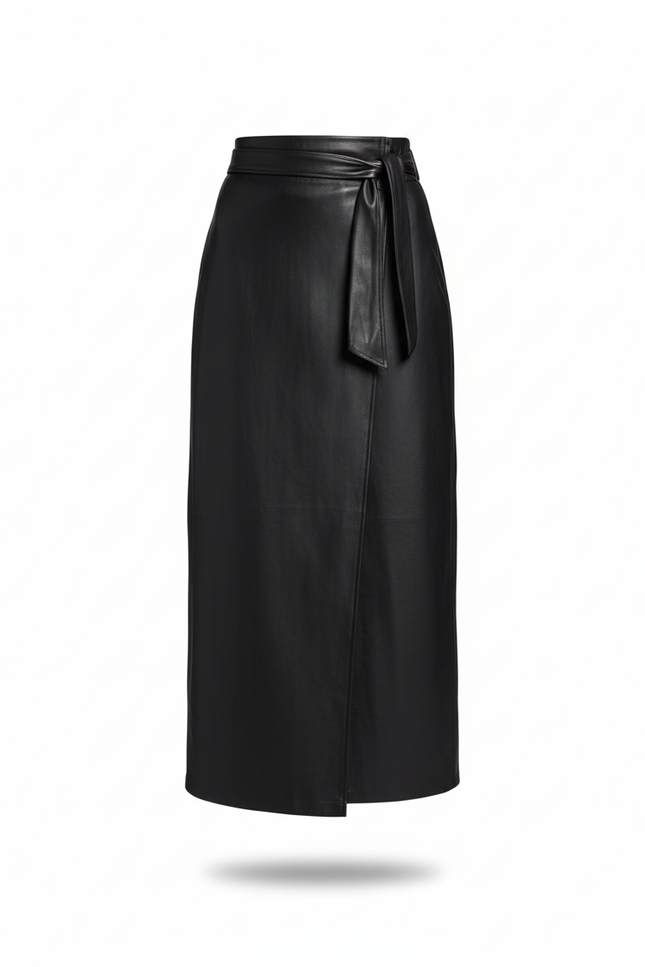 Jupe Longue Faux Cuir Portefeuille Chic