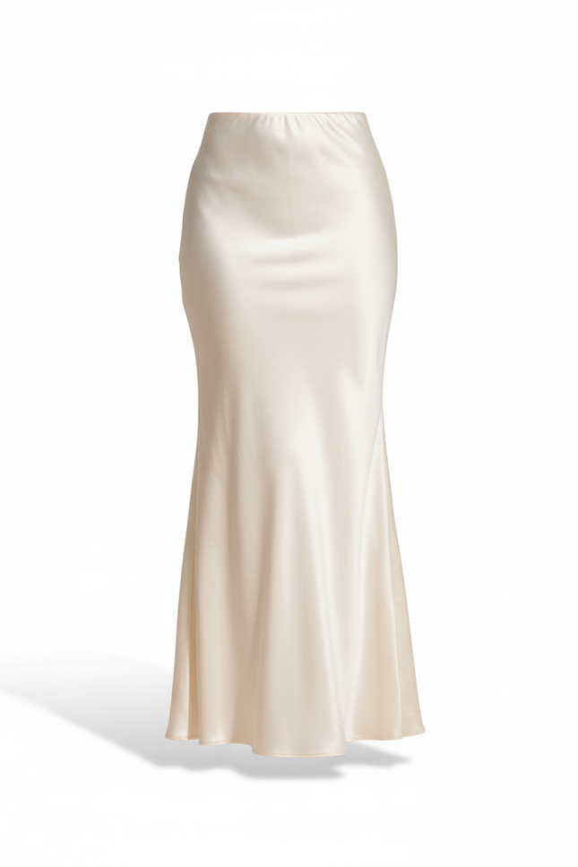 Jupe Longue Satin Champagne Fluide