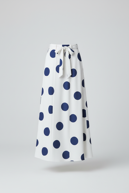 Jupe Longue Blanche À Pois Fluide