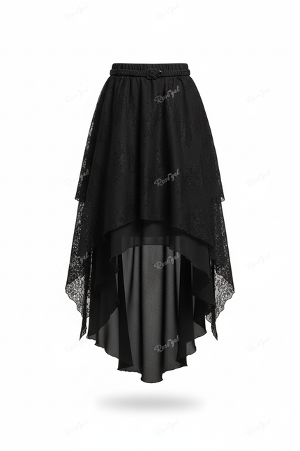 Jupe Longue Asymétrique Dentelle Fluide Chic