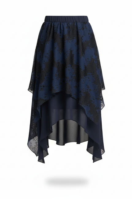 Jupe Longue Asymétrique Dentelle Fluide Femme