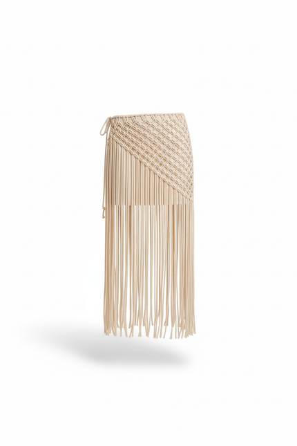 Jupe Longue Macramé Franges Bohème