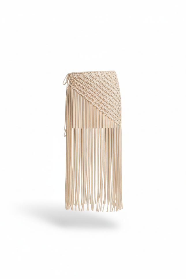 Jupe Longue Macramé Franges Bohème