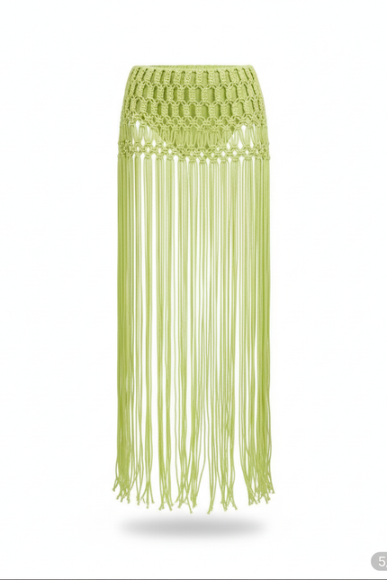 Jupe Longue Crochet Franges Sexy