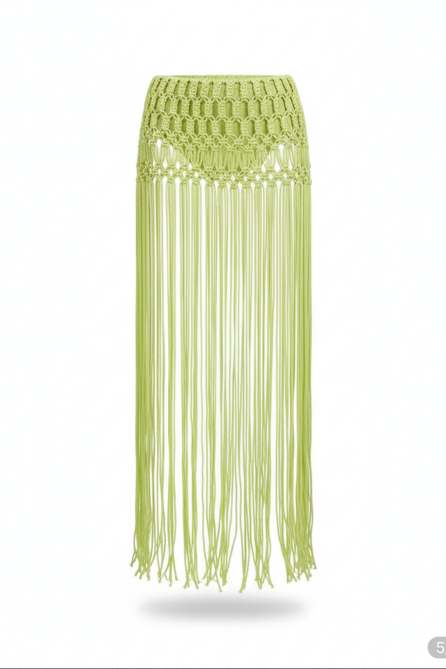 Jupe Longue Crochet Franges Sexy