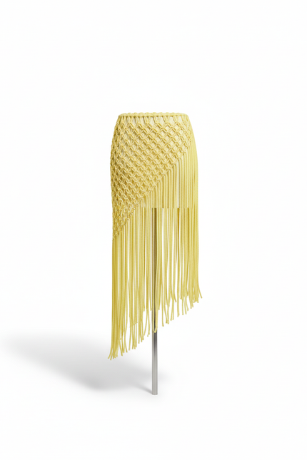 Jupe Longue Jaune Franges Bohème