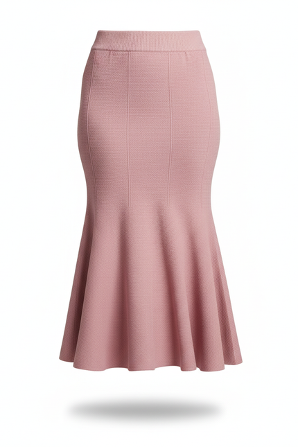 Jupe Longue Rose Tricotée Sirène Élégante