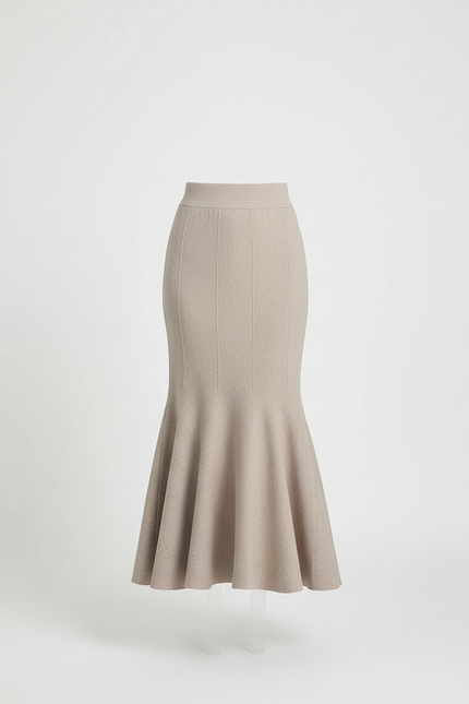 Jupe Longue Beige Sirène Élégante