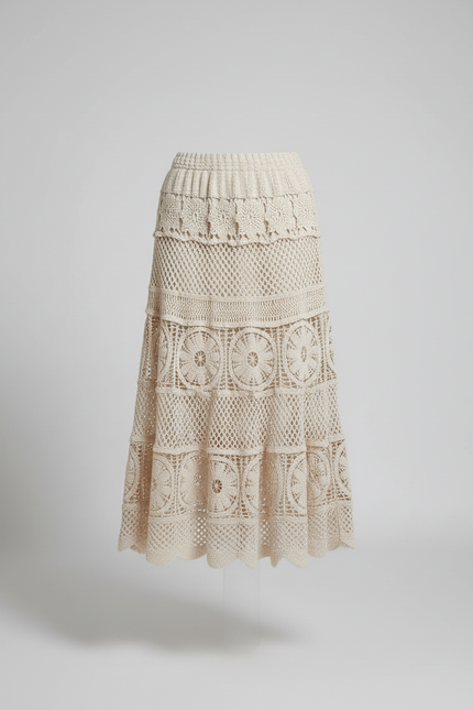 Jupe Longue Crochet Ajourée Bohème Femme
