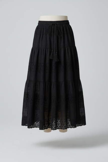 Jupe Longue Broderie Anglaise Noire