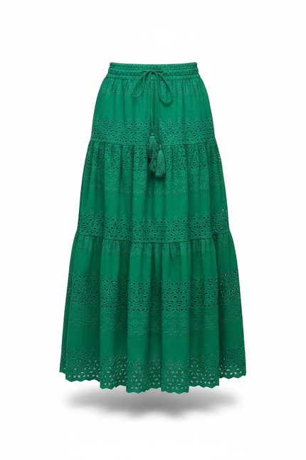 Jupe Longue Verte Ajourée Élégante