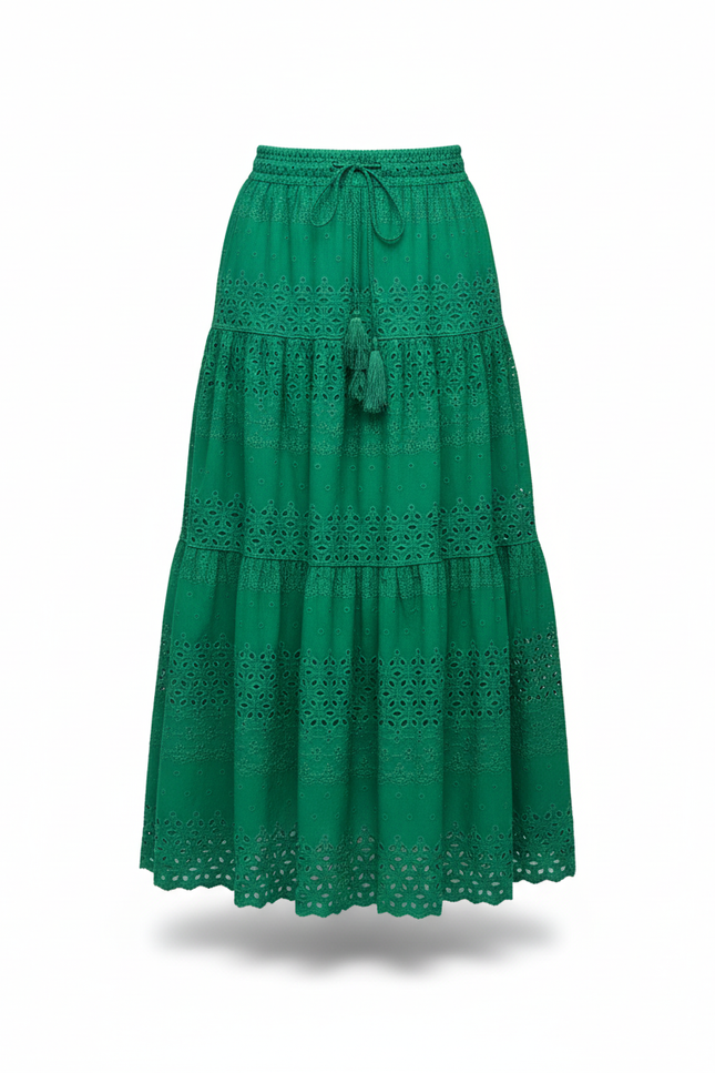 Jupe Longue Verte Ajourée Élégante