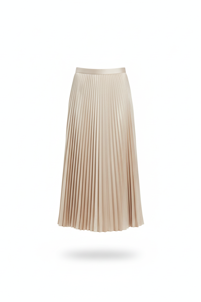 Jupe Longue Plissée Beige