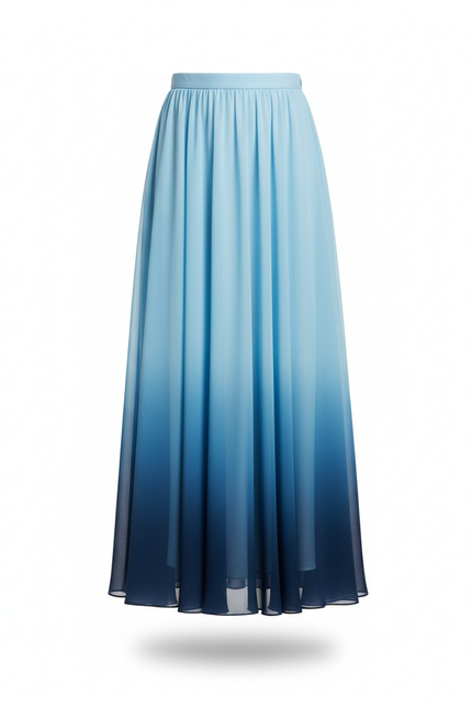 Jupe Longue Dégradée Bleue Fluide Élégante