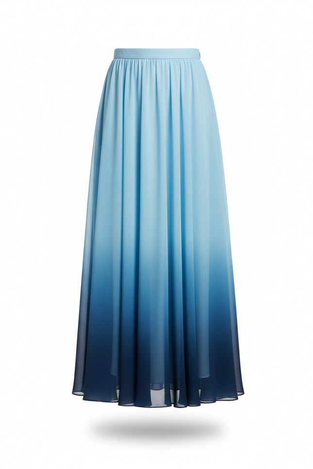 Jupe Longue Dégradée Bleue Fluide Élégante